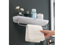 Kệ để đồ nhà tắm ECOCO cao cấp không cần khoan tường có móc treo khăn tiện lợi