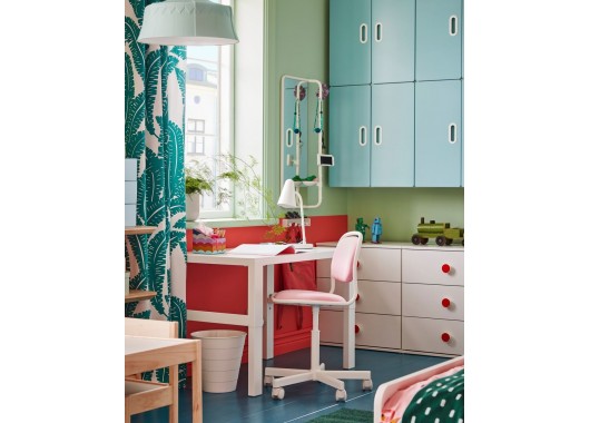 ÖRFJÄLL Child's desk chair, white/Vissle blue/green - IKEA